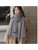 Premium Cashmere Feeling Solid Color Scarf + Stitched Button Touch Screen Glove (SF18923GRY+GL1091GRY)
